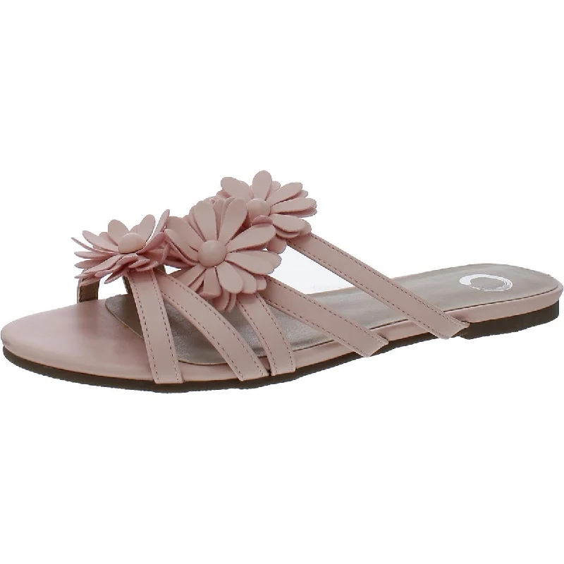Journee Collection Womens Faux Leather Floral Strappy Sandals Bespoke Shoe Aesthetic Journee Collection Womens Faux Leather Floral Strappy Sandals Bespoke Shoe Aesthetic