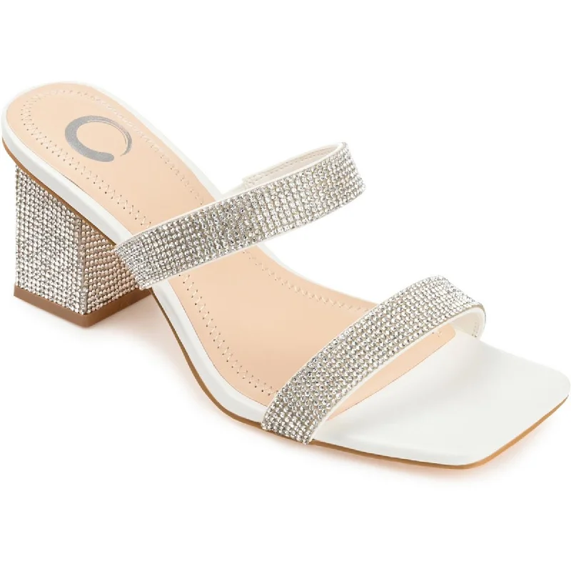 Journee Collection Womens Faux Leather Open Toe Block Heel Inflatable Shoe Look 