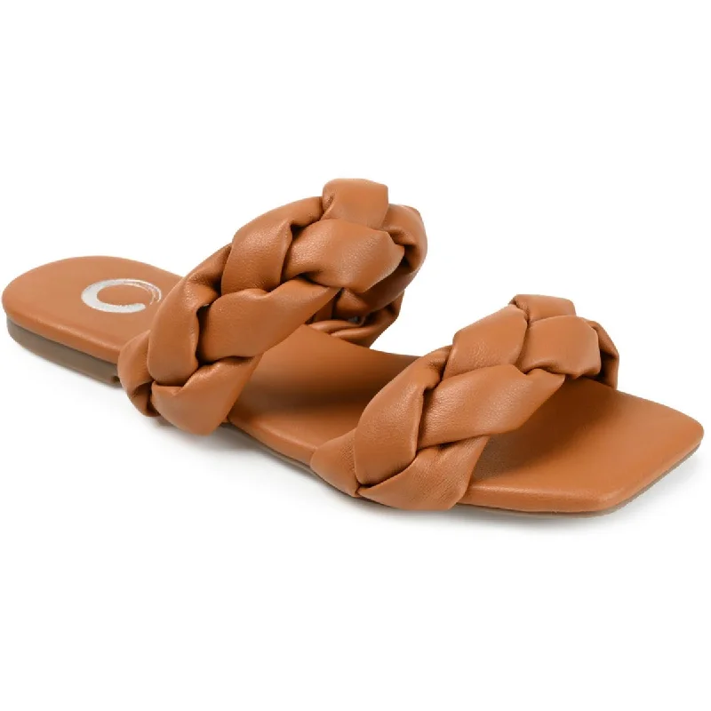 Journee Collection Womens Faux Leather Slide Sandals Aesthetic  