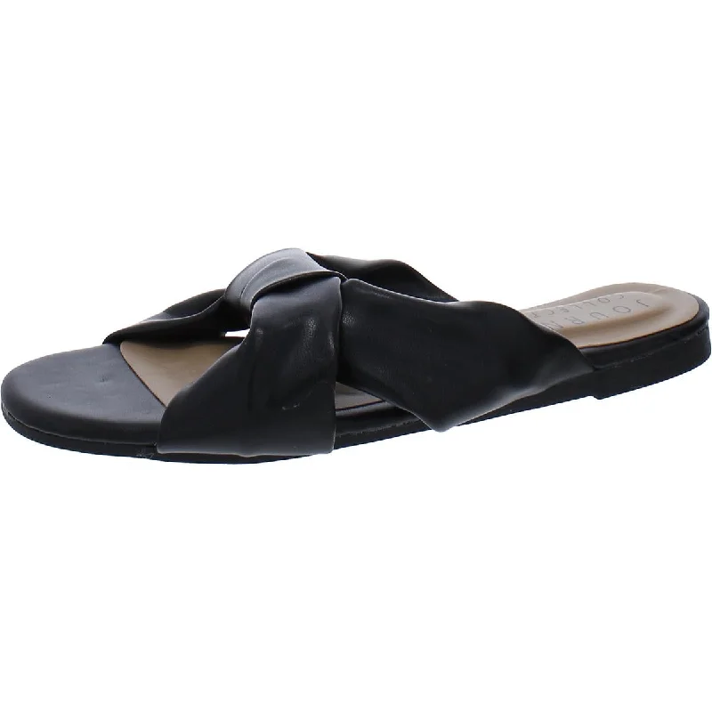 Journee Collection Womens Faux Leather Slip-On Slide Sandals Rubber - Sole Plimsoll Look Journee Collection Womens Faux Leather Slip-On Slide Sandals Rubber - Sole Plimsoll Look