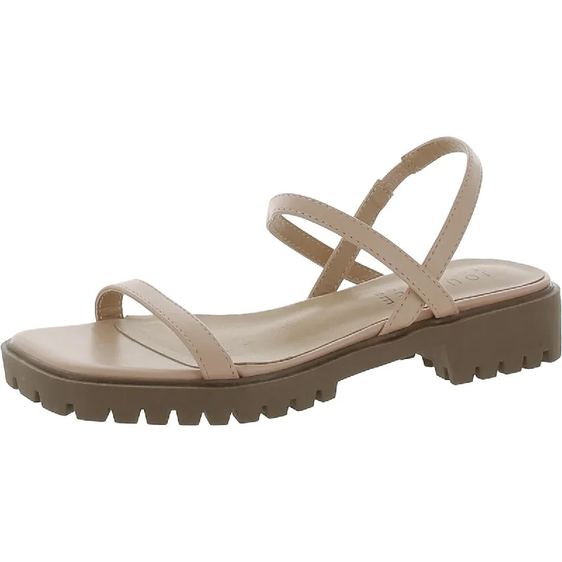 Journee Collection Womens Faux Leather Square Toe Slingback Sandals Monochromatic Shoe Look Journee Collection Womens Faux Leather Square Toe Slingback Sandals Monochromatic Shoe Look