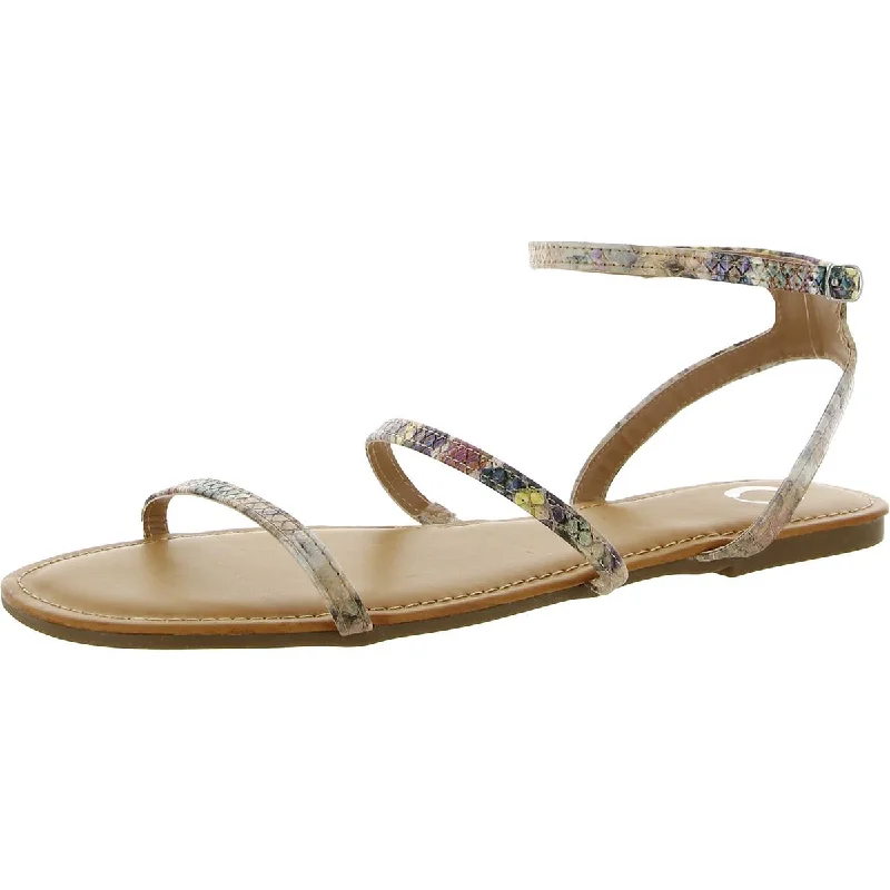 Journee Collection Womens Faux Leather Strappy Ankle Strap Bespoke Shoe Aesthetic 