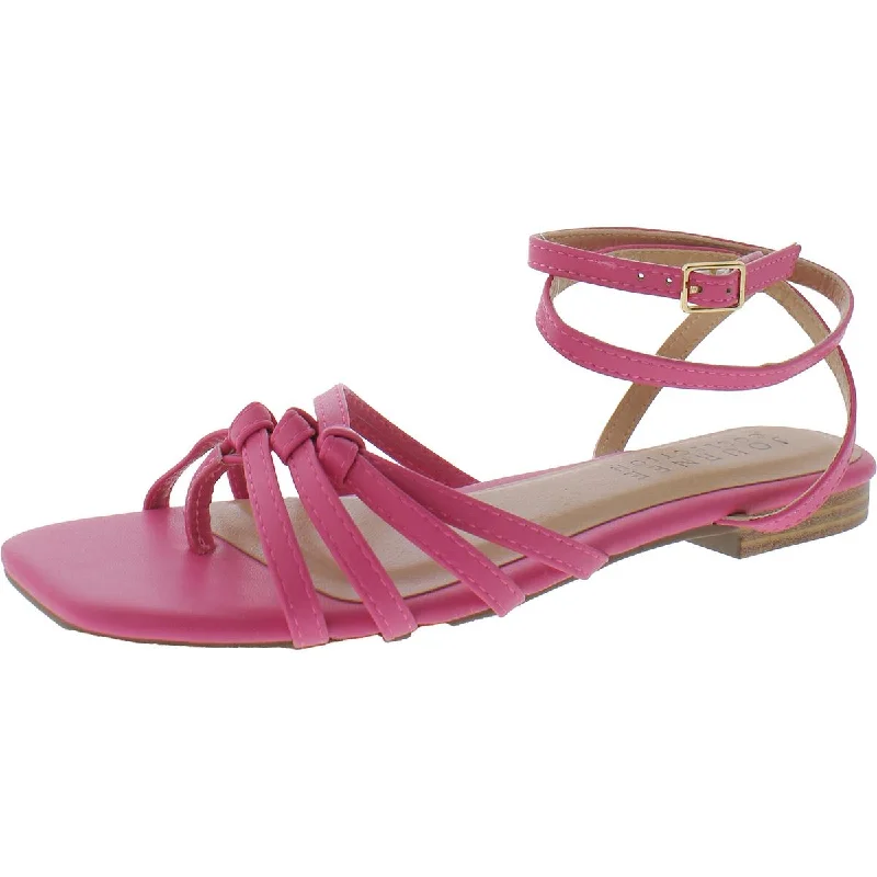 Journee Collection Womens Faux Leather Strappy Sandals Upcycled Shoe Look  