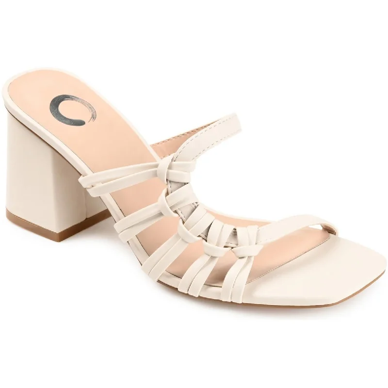 Journee Collection Womens Faux Leather Open Toe Strappy Sandals Buckle -