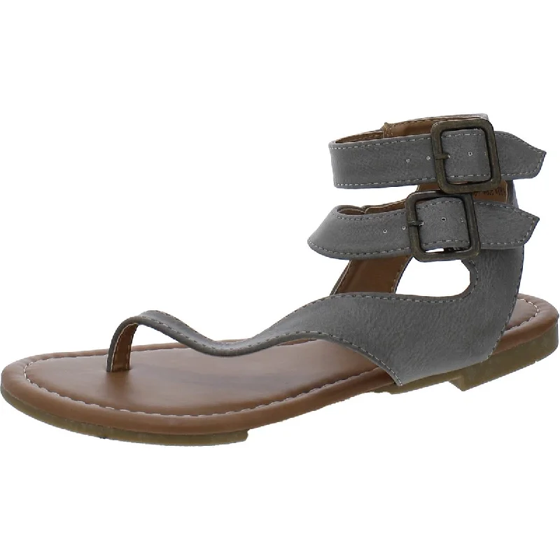Journee Collection Womens Faux Leather Thong Ankle Strap Inflatable Shoe Look 