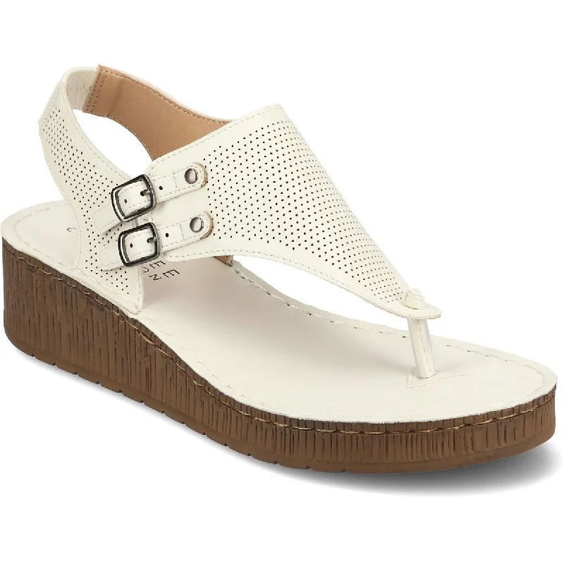 Journee Collection Womens Faux Leather Thong Sandals Zip - Up Boot Style  