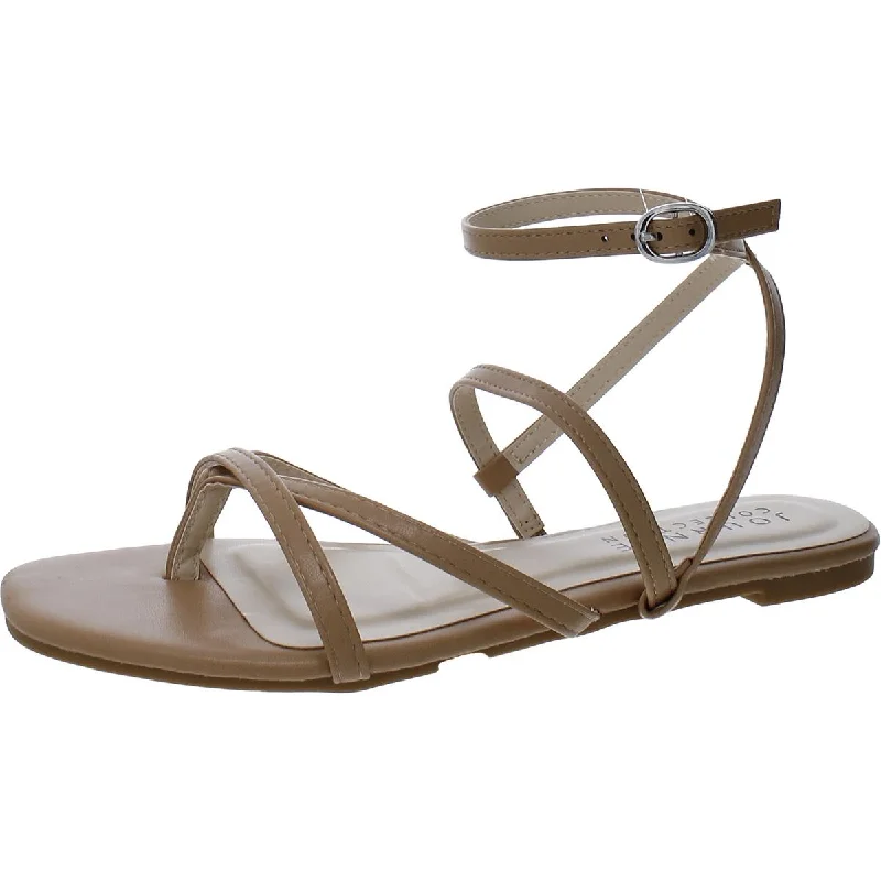 Journee Collection Womens Faux Leather Thong Strappy Sandals Buckle -