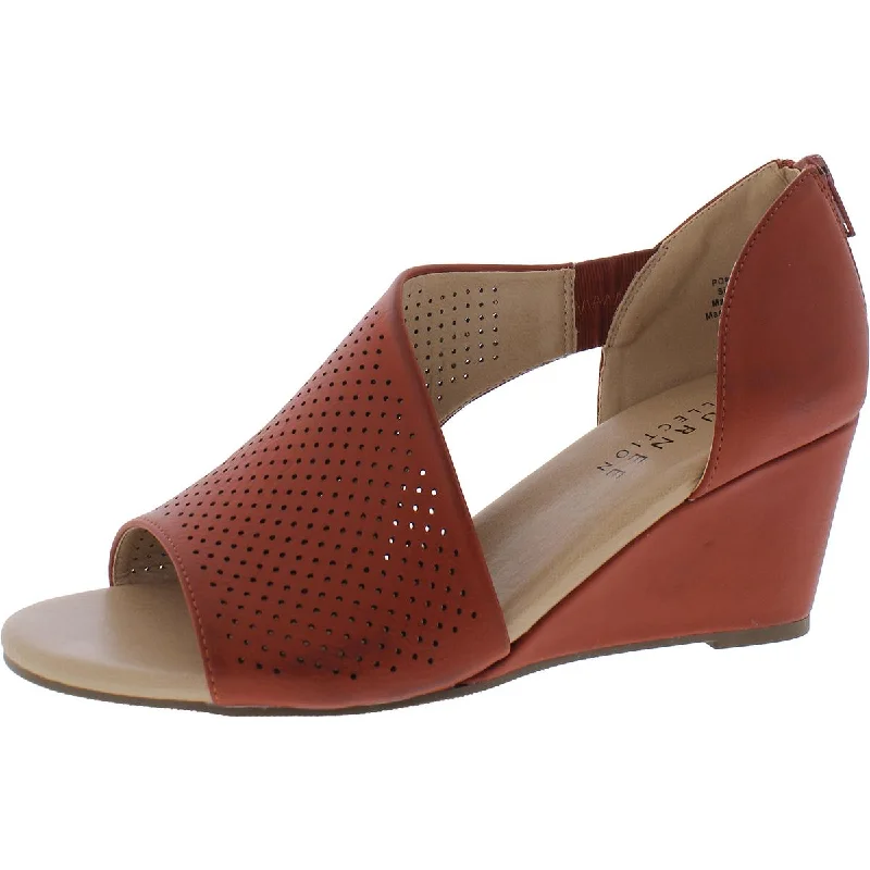 Journee Collection Womens Faux Leather Wedge Sandals Ivy League Loafer Look 