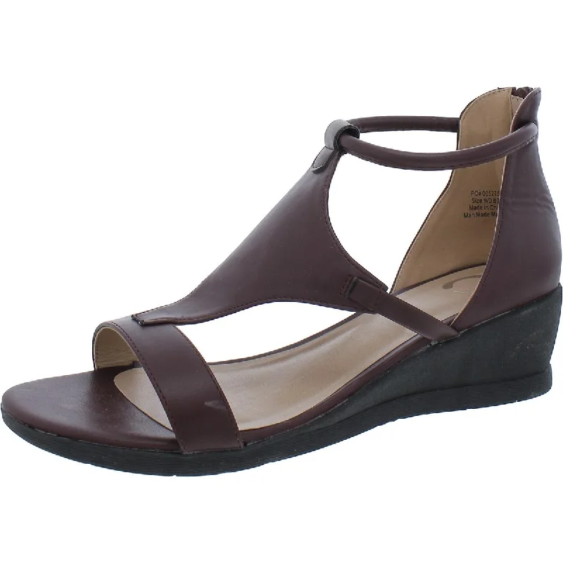 Journee Collection Womens Faux Leather Zipper T-Strap Sandals Blue Coast Loafer Aesthetic 
