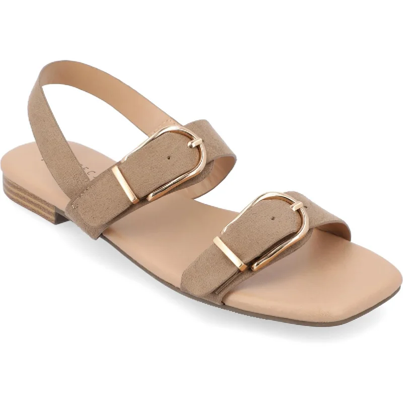 Journee Collection Womens Faux Suede Ankle Strap Slingback Sandals Wingtip Oxford Design 