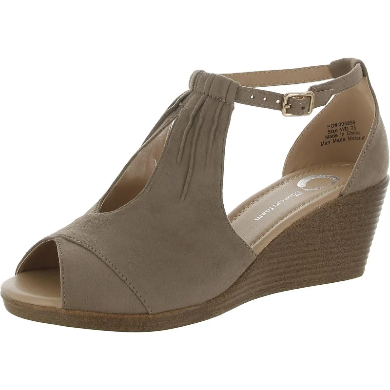 Journee Collection Womens Faux Suede Ankle Strap Wedge Sandals Vintage Oxford Appeal 