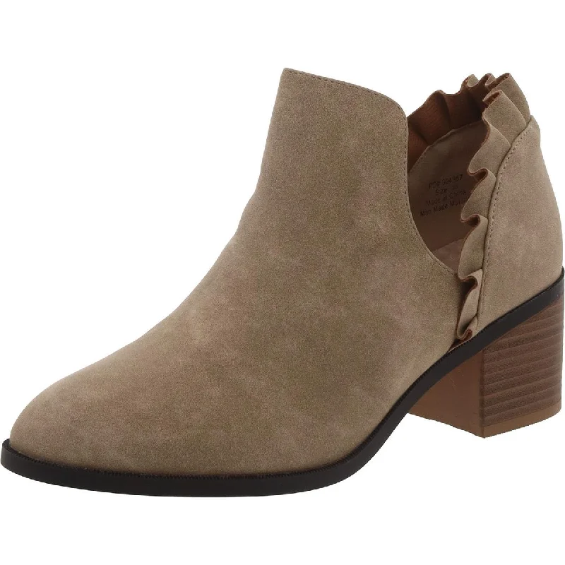 Journee Collection Womens Faux Suede Block Heel Ankle Boots Quilted Shoe Design  
