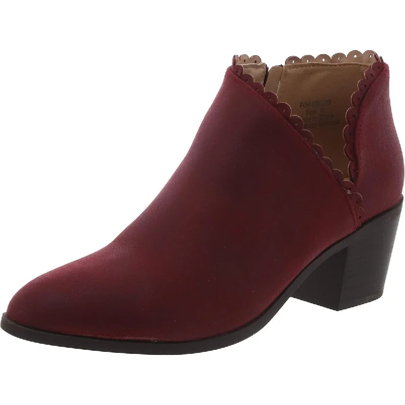Journee Collection Womens Faux Suede Scalloped Booties Striped Shoe Style  