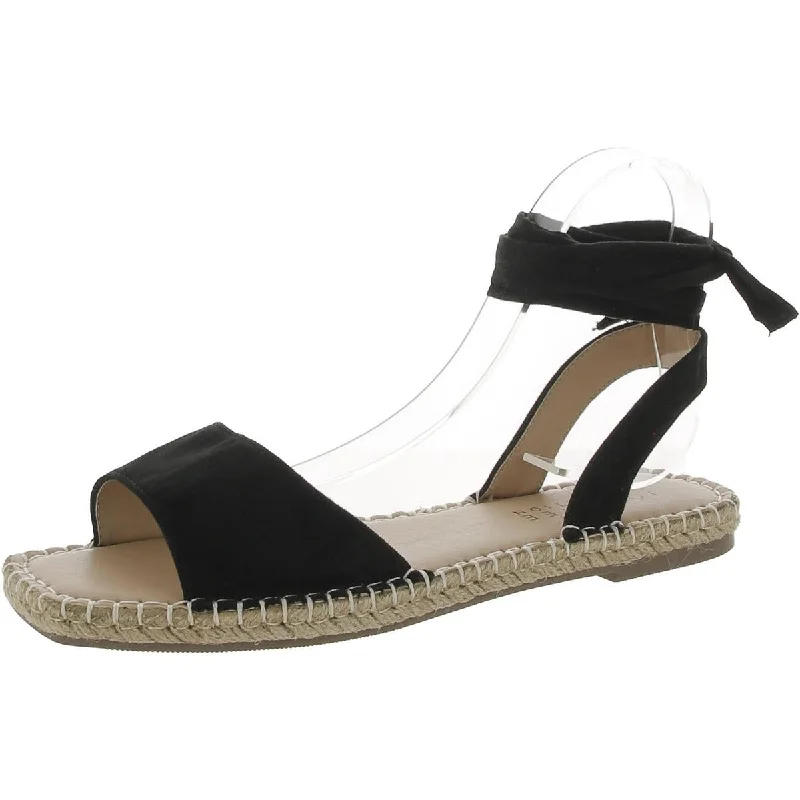 Journee Collection Womens Faux Suede Slip On Strappy Sandals Open - Lacing Derby Look  