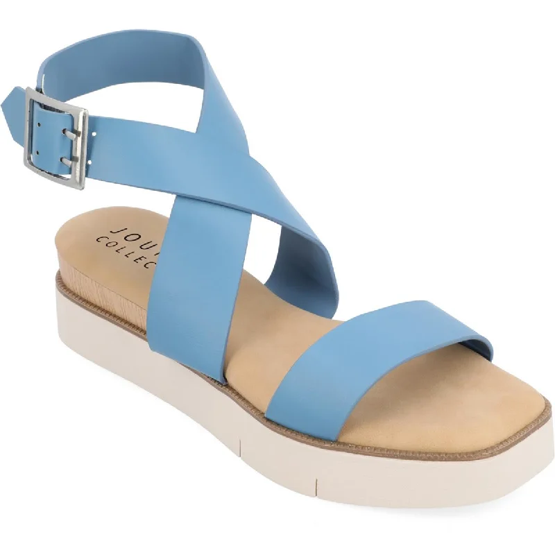 Journee Collection Womens HAVALEE Square toe Casual Ankle Strap Performance Running Sneaker Look  