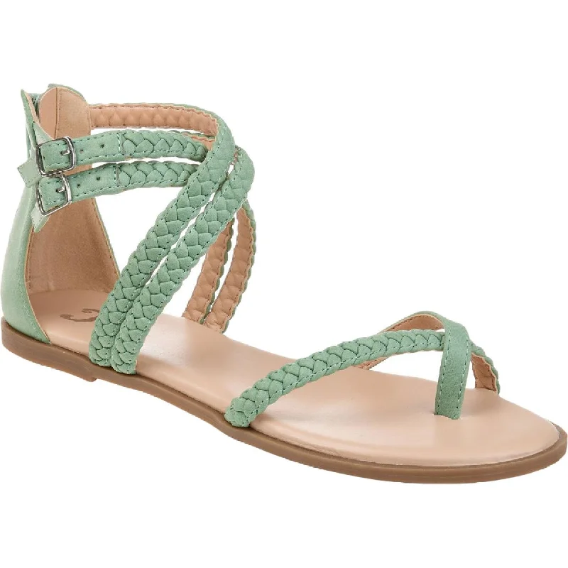 Journee Collection Womens IMOGEN Faux Leather Zipper Flat Sandals Hiking Boot Durability Style  