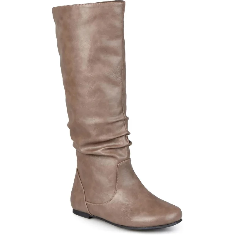 Journee Collection Womens Jayne Faux Leather Slouchy Knee-High Boots Slide Sandal Beach Style  