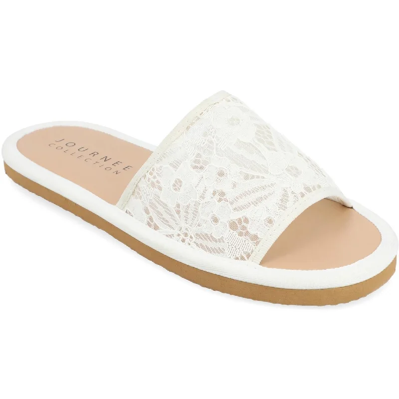 Journee Collection Womens Lace Flatform Sandals Retro Plimsoll Style  