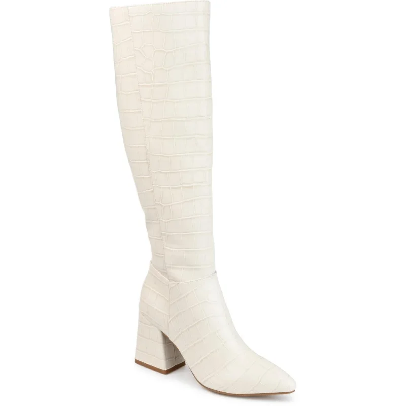 Journee Collection Womens Landree Faux Leather Knee-High Boots Rubber - Sole Plimsoll Look  