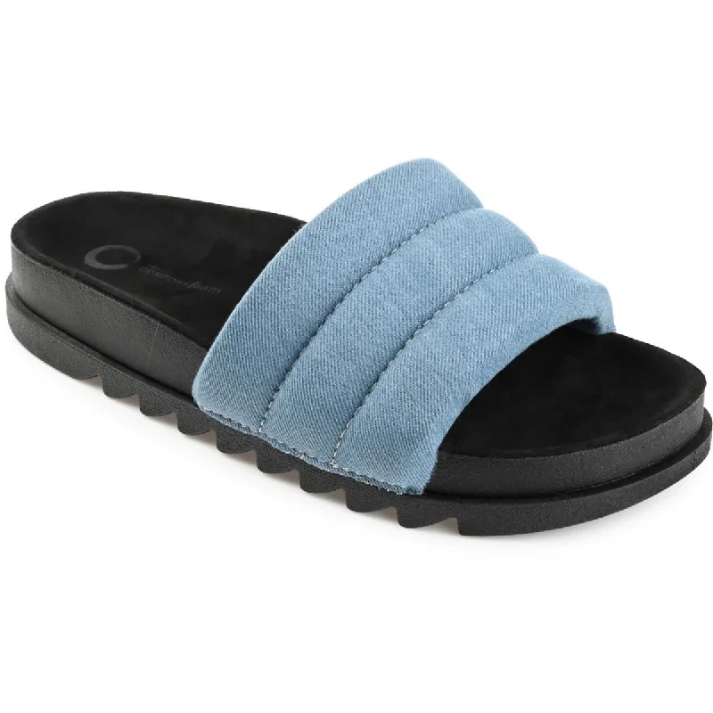 Journee Collection Womens LAZRO Open Toe Slip On Slide Sandals Distressed Leather Shoe Style  
