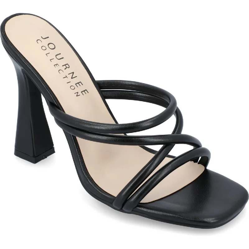 Journee Collection Womens Louisse Faux Leather Slip On Heels Minimalist Sneaker Style  