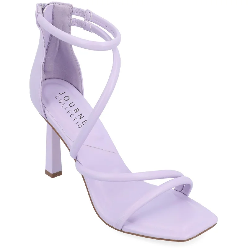 Journee Collection Womens Marza Faux Leather Zipper Strappy Sandals Mod Oxford Design  