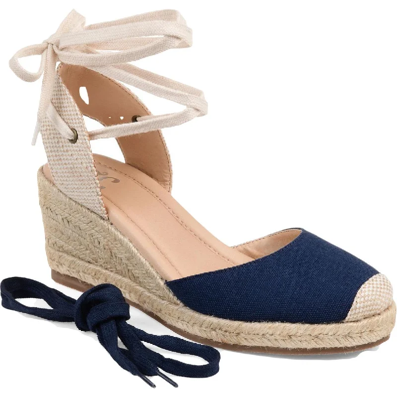 Journee Collection Womens Monte Canvas Ankle Strap Espadrilles Victorian - Era Boot Style  