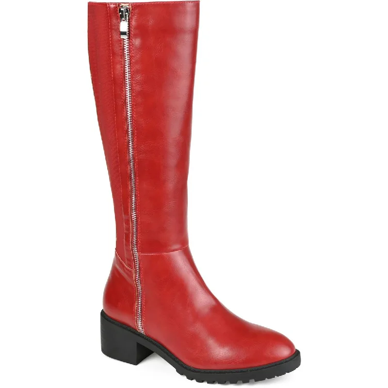 Journee Collection Womens Morgaan Faux Leather Almond Toe Knee-High Boots Skateboarding Sneaker Style  