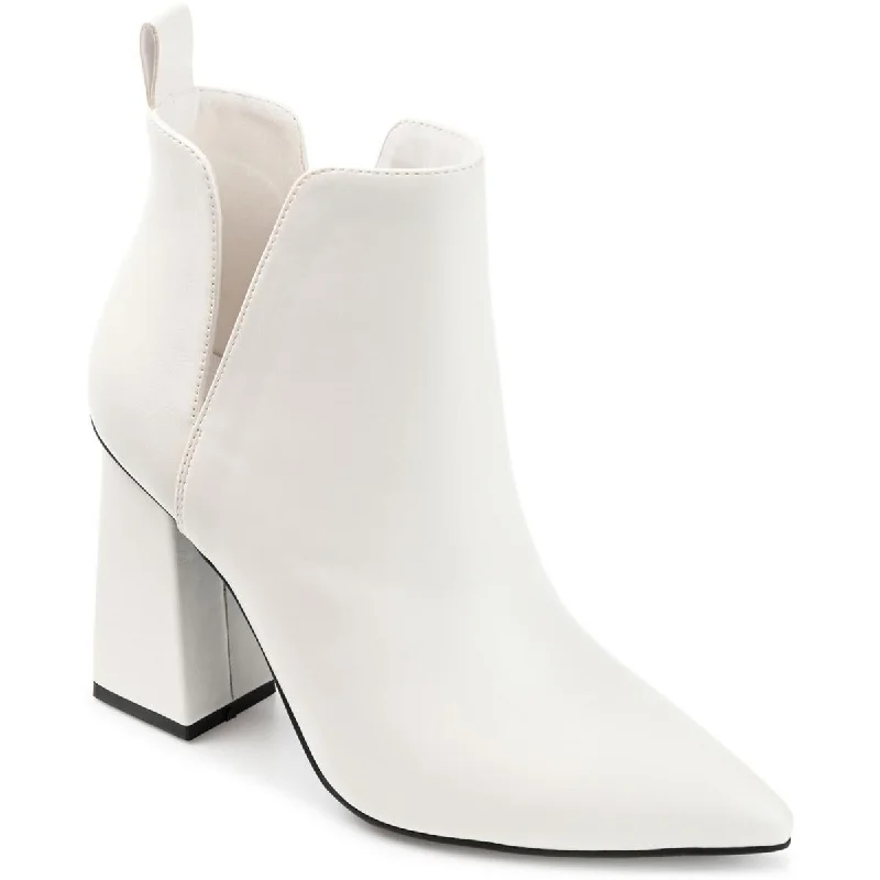 Journee Collection Womens Neima Pointed Toe Block Heel Mid-Calf Boots Two - Tone Shoe Design  