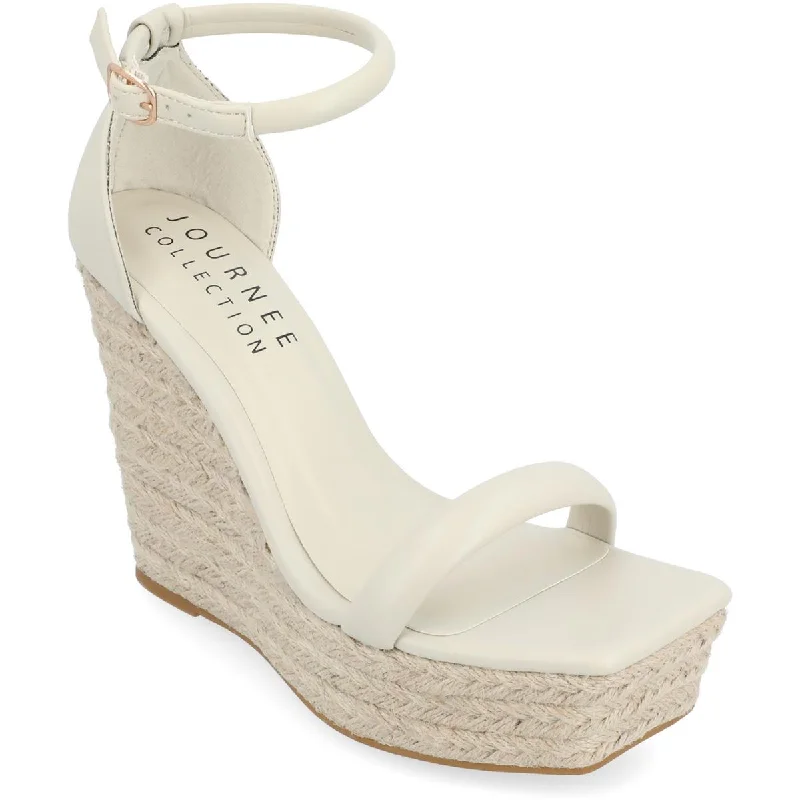 Journee Collection Womens Olesia Faux Leather Ankle Strap Platform Sandals Bespoke Shoe Aesthetic 