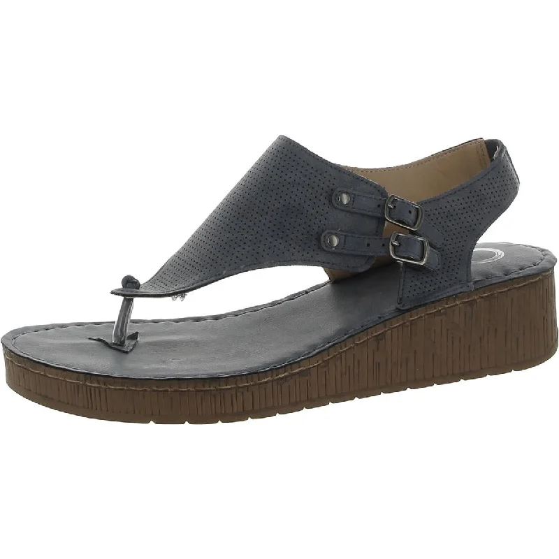 Journee Collection Womens Open Back Wedges Thong Sandals Upcycled Shoe Look  