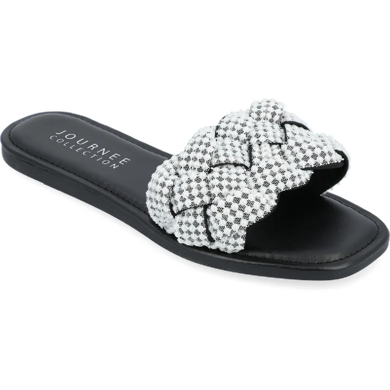 Journee Collection Womens RAILLEY Square Toe Braided Slide Sandals Quick - Dry Hiking Shoe Style   