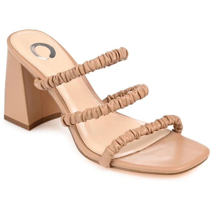 Journee Collection Womens Reagaan Faux Leather Strappy Sandals Buckle -