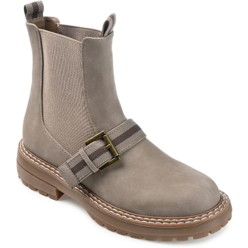 Journee Collection Womens Rilie Ankle Faux Leather Mid-Calf Boots Slide Sandal Beach Style  