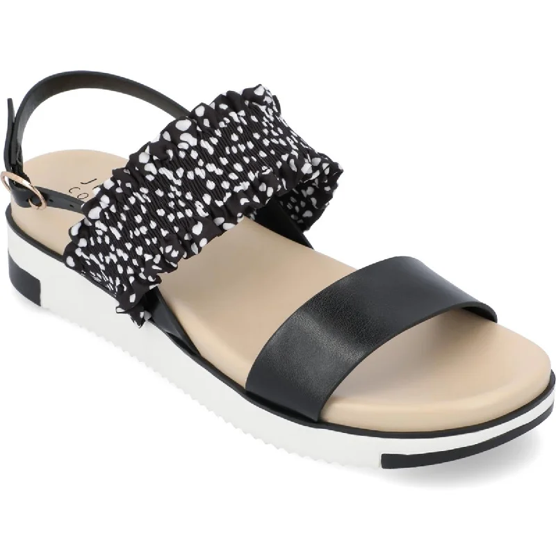 Journee Collection Womens Riya Faux Leather Slingback Flatform Sandals Tailored Oxford Style 
