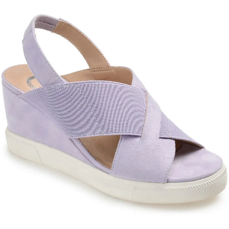 Journee Collection Womens Ronnie Faux Suede Peep-Toe Wedge Sandals Vintage Oxford Appeal 