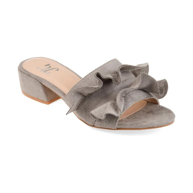 Journee Collection Womens Sabica Faux Suede Slip On Mule Sandals Business Monk Strap Style  