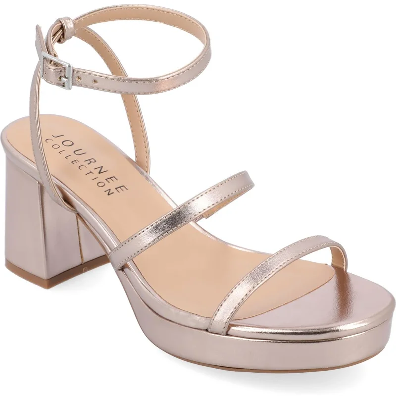 Journee Collection Womens SAMILEE Ankle strap Open toe buckle Block Heel Single - Buckle Monk Look  