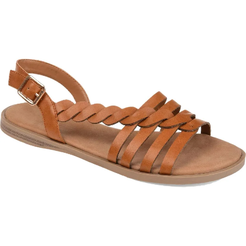 Journee Collection Womens SOLAY Faux Leather Slingback Flat Sandals Hiking Boot Durability Style  