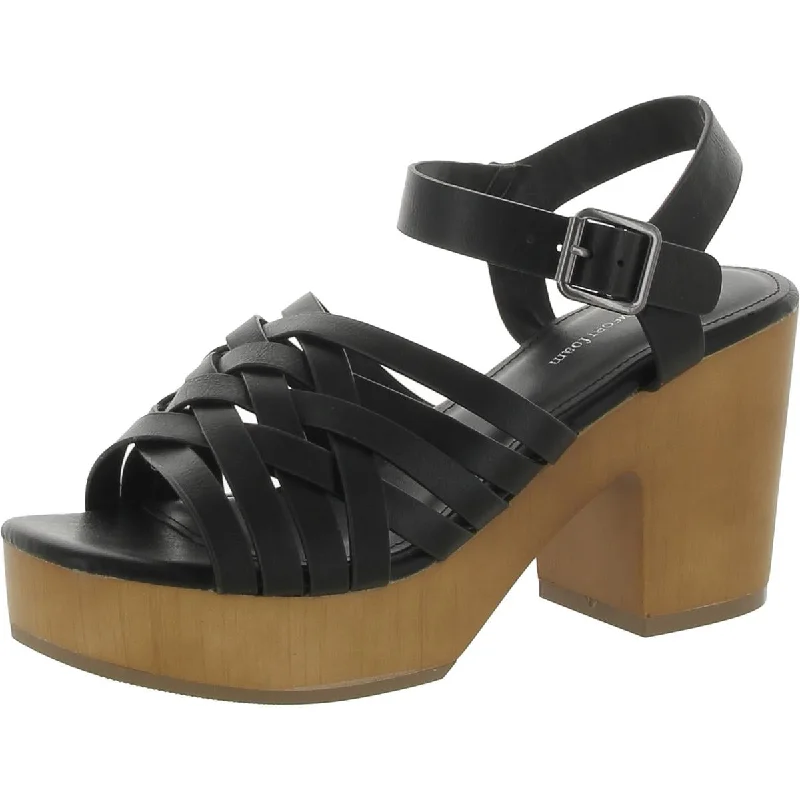 Journee Collection Womens Square toe Ankle strap Block Heel Ankle - High Military Boot Style  