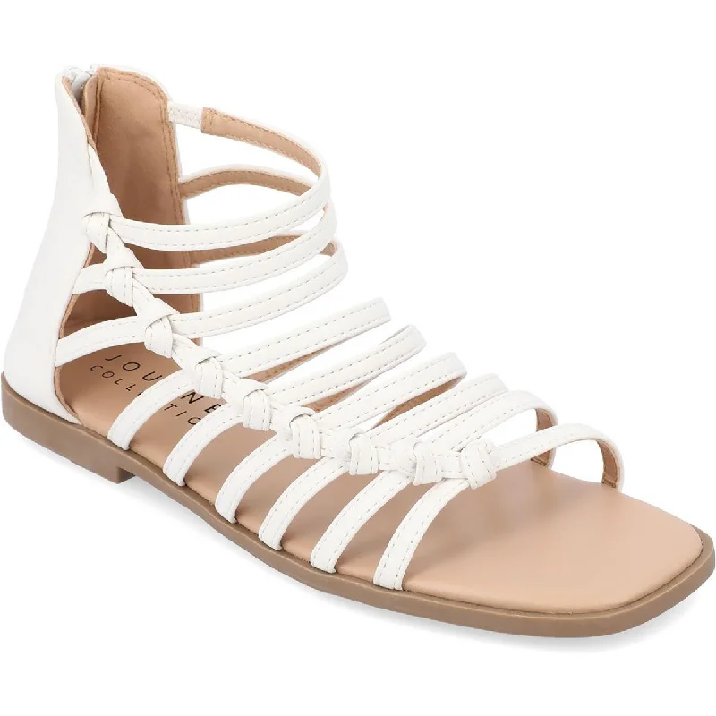 Journee Collection Womens Square toe Flat Flatform Sandals Memory - Foam Slipper Look  