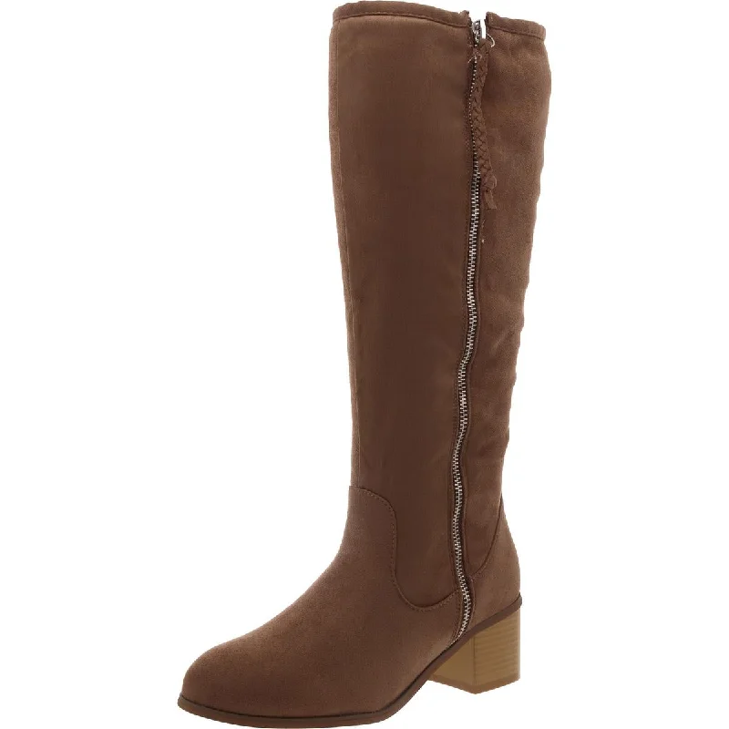 Journee Collection Womens Suede Block Heel Knee-High Boots Two - Tone Shoe Design  