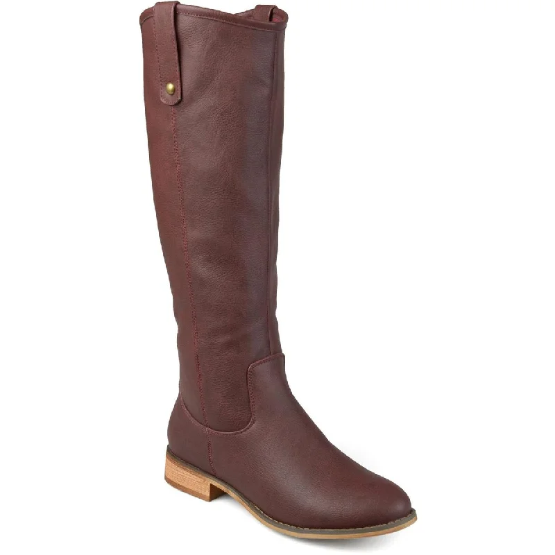 Journee Collection Womens Taven Faux Leather Block Heel Knee-High Boots Ivy League Loafer Look 