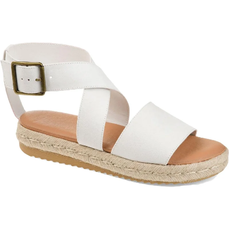 Journee Collection Womens Trinity Buckle Ankle Strap Strappy Sandals Rubber - Sole Plimsoll Look  