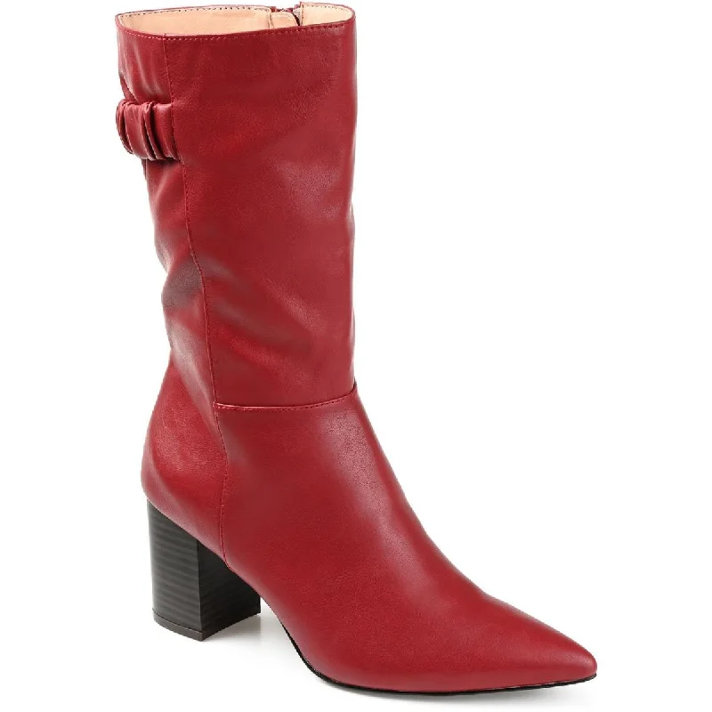 Journee Collection Womens Wilo Zipper Pointed toe Mid-Calf Boots Retro Plimsoll Style  