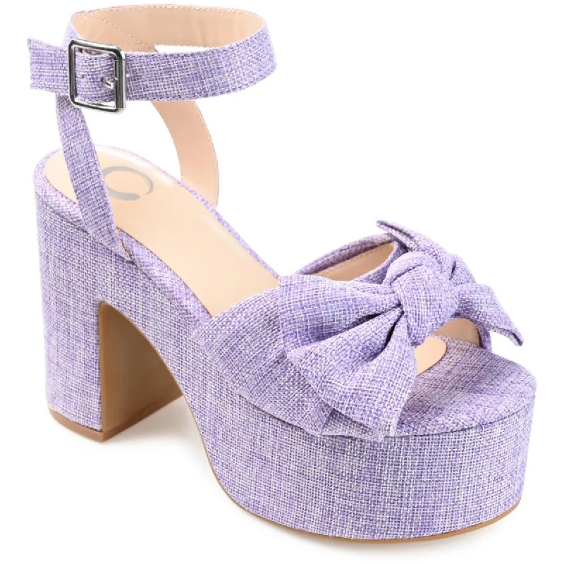 Journee Collection Womens Zenni Bow Ankle Strap Platform Sandals Distressed Leather Shoe Style  
