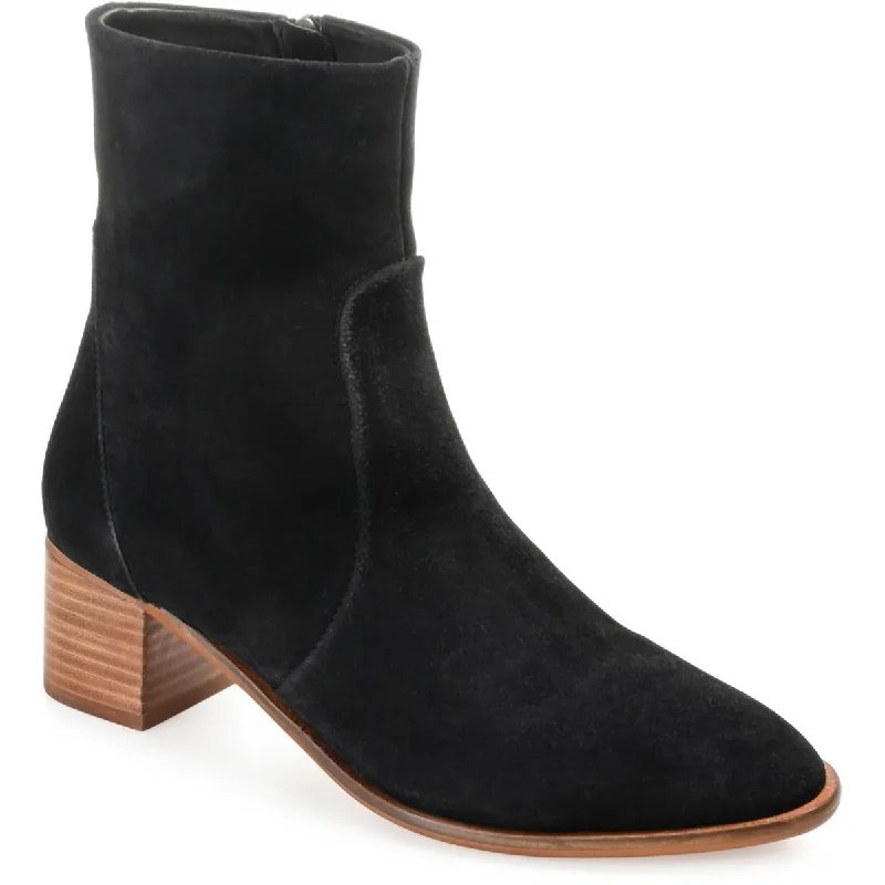 Journee Signature Womens Block Heel Round Toe Booties Zip - Up Boot Style  