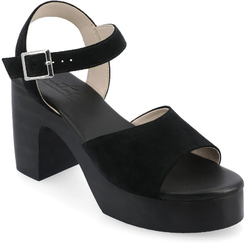 Journee Signature Womens Katana Suede Buckle Platform Sandals Minimalist Sneaker Style  
