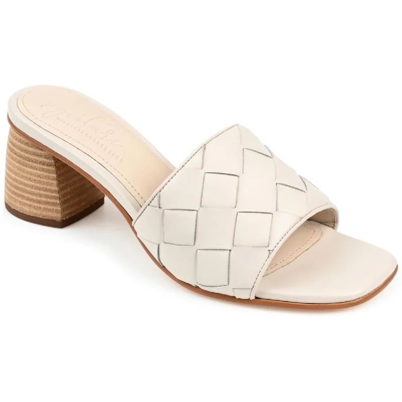 Journee Signature Womens Kellee Leather Woven Heels Monochromatic Shoe Look  