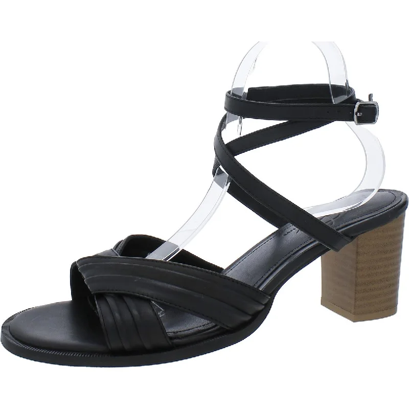 Journee Signature Womens Leather Ankle Tie Slingback Sandals Two - Tone Shoe Design  